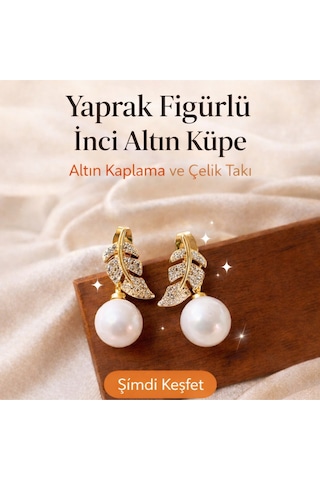 Yaprak Figürlü İnci Küpe Doğadan Gelen Zarafet Gold