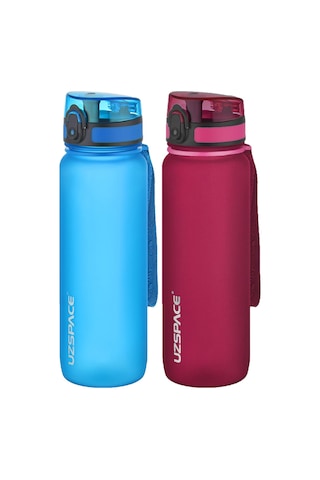 Uzspace 2'li Tritan Matara Seti 800 Ml 14 Farklı Renk Seçeneği Fiftyfifty-3053seta Mavi-Kırmızı