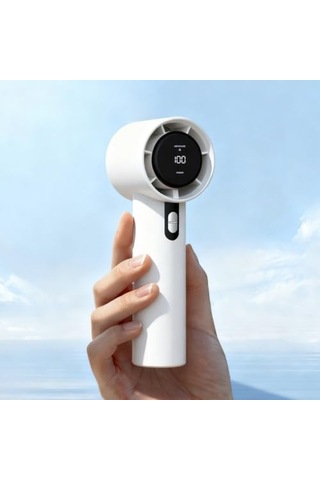 El Vantilatörü Taşınabilir Şarjlı Mini Fan - 100 Kademe Hassas Rüzgar Hızı Ayarlı, Dijital Led Ekranlı Güçlü Turbo Motor Soğutucu, Ultra Sessiz Şarj Edilebilir Masaüstü Ve El Fanı Karışık