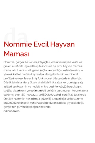 Nommıe Yetişkin Kediler İçin Tavuklu Mama