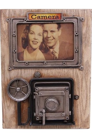 Kenpazar Dekoratif Metal Çerçeve Fotoğraf Makinesi Dekorlu Hediyelik