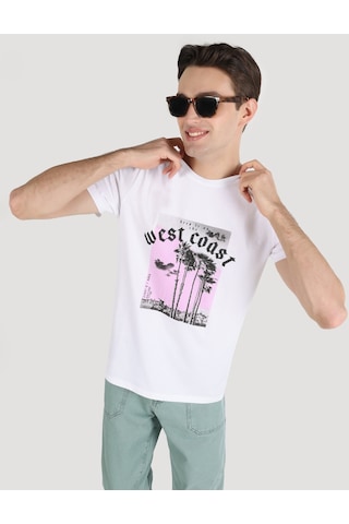 Colin'S Regular Fit Bisiklet Yaka Baskılı Beyaz Erkek Kısa Kol Tişört Cl1063659_Q1.V1_Wht
