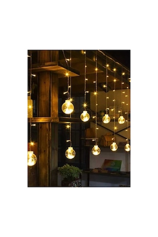 Dekoratif Işıklı Saçaklı Top Perde Led Fişli 8 Fonksiyonlu Günışığı Gün Işığı