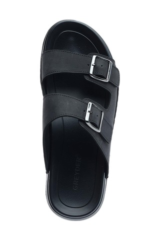 Greyder 64681 Siyah Hakiki Deri Erkek Terlik-960 Siyah