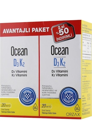 Ocean Vitamin D3K2 Damla 20 ML 2'li Avantaj Paket