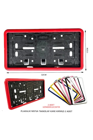Plakalık Plastik Tak Kolay Kare Kırmızı Çerçeveli 2 Adet