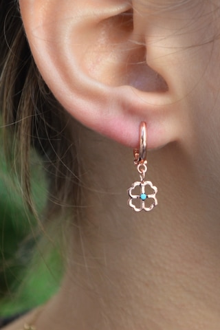 Argentum Concept 925 Ayar Gümüş Firuze Taşlı Rose Yonca Küpe - K014601