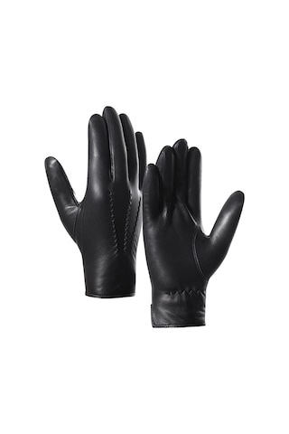 Hakiki Kuzu Derisi Erkek Eldiven-Siyah