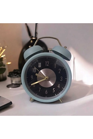 Retro Yüksek Sesli Çift Çanlı Çalar Saat, Büyük Kadranlı, Analog Alarmlı Masa Saati Pembe