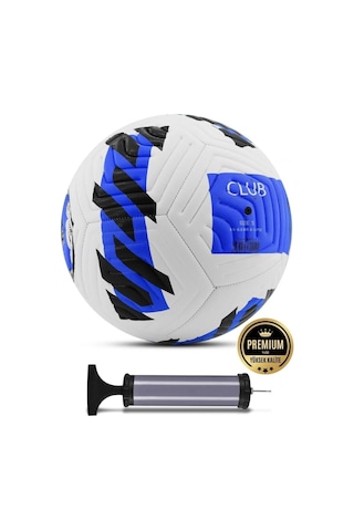 Mavi Yeni Desenli Futbol Topu 4 Astarlı No:5 480 Gr + Pompa Hediyeli X507 Mavi - Beyaz