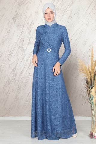 İbrahim Burak Etiler Collection Ahunisa Tanem Abiye İndigo 6525