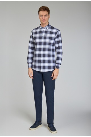 Bisse Modern Fit Paşa Yaka Ekose Lacivert Erkek Gömlek Gmeks12300300 D39 Lacivert
