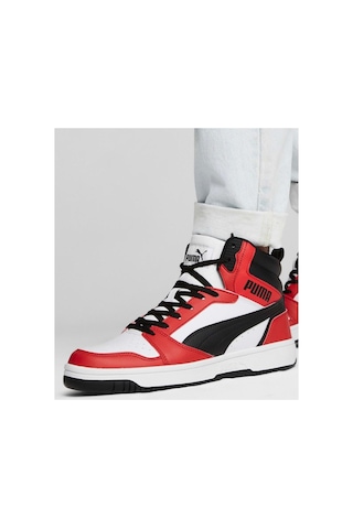 Puma Rebound V6 392326-04 Boğazlı Unisex Spor Ayakkabı Beyaz-kırmızı Renkli
