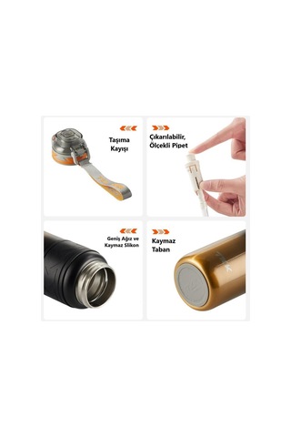 Tkk Çelik Termos Matara 900 Ml Golden