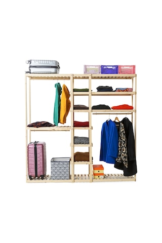 Doğal Ahşap Elbise Dolabı Ahşap