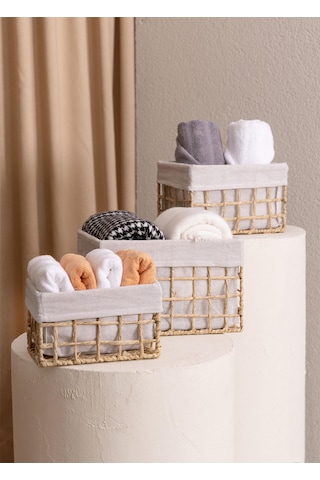 The Mia Braid Hasır Organizer Sepet Naturel 30x22x19 Cm