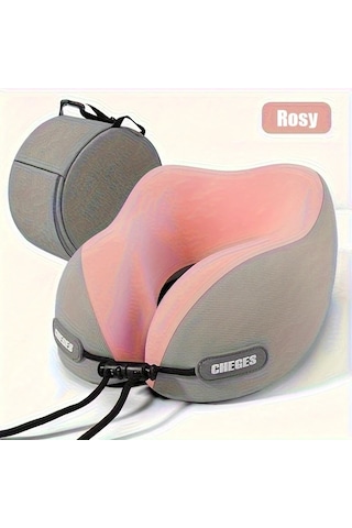 Honeybeeshop Pembe Araba Ucak Seyahat Ve Ofis Icin Ergonomik U Seklinde Boyun Yastigi Depolama Cantali