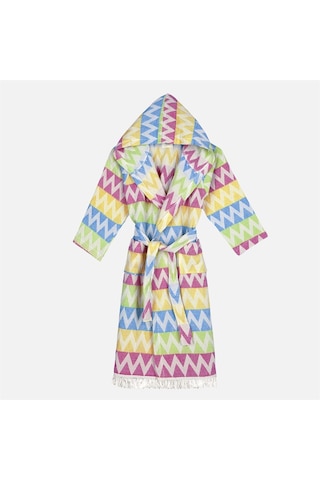 Zigzag Desenli Çocuk Peştemal Plaj Bornozu (494002474)