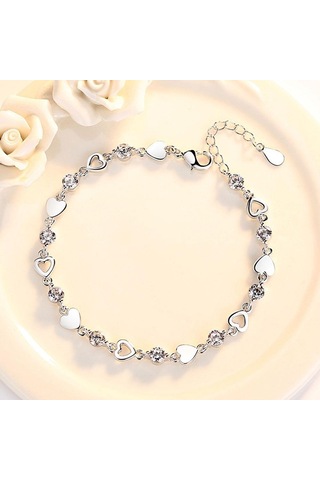 Beyaz Aşk Şekilli Bileklik Zirkon Kristal Bileklik