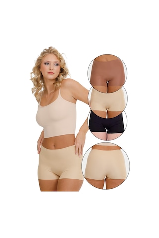 Sensu Lazer Kesim Yüksek Bel Şort 3'lü Set Model-1 Metalik