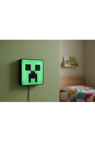 Sincara Home Minecraft Creaper Figürlü Gece Lambası Lightbox Yeşil