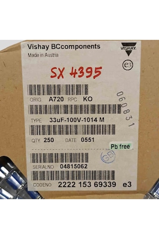 2222 153 69339 33mf 100v 10x14 Smd Kondansatör 100 Adet