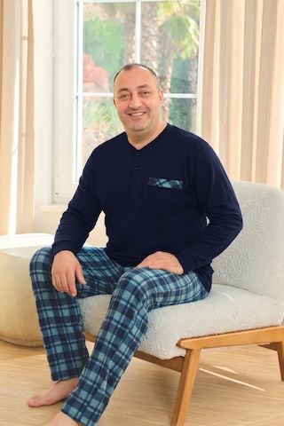 Aydoğan Erkek Emir Büyük Beden Kışlık Termal Lacivert Pijama Takımı 0755