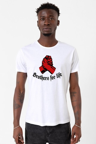 Brothers For Life Beyaz Erkek Bisikletyaka Tshirt Çok Renkli