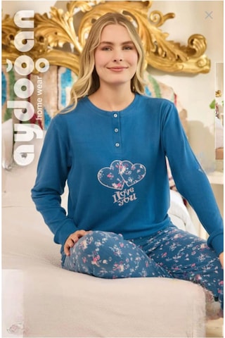 Aydoğan Kadın Düğme Yaka Termal Pijama Takımı 240674m- 1 Adet Mavi
