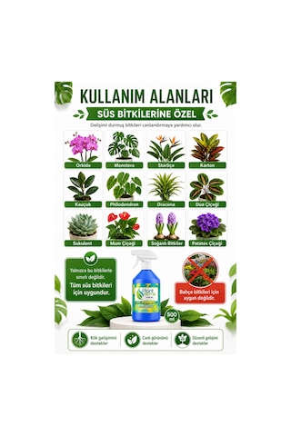 Bitki Besini Turbo Süs Bitkileri İçin Canlandırıcı Bakım Desteği 2x500 Ml 1 L