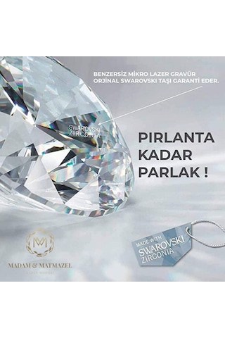 Madam Matmazel Swarovski Beyaz Tek Taş Kalpli Gümüş Kadın Kolye,925 Ayar, Rodyum Kaplama