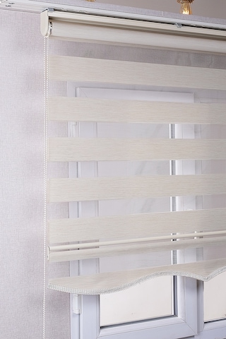 Etekli Krem Bambu Kaliteli Güneşlik Stor Perde Krem