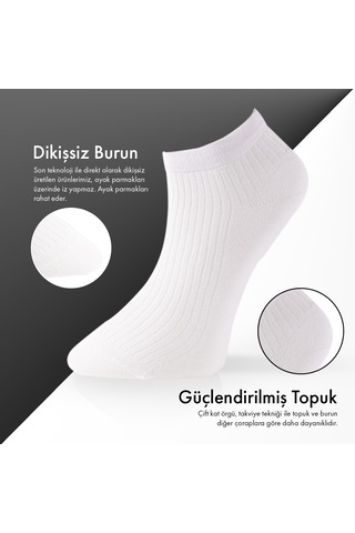 Lion Monroe Saf Bambu Erkek Patik Düz Kısa Beyaz Çorap Dikişsiz Premium Kutulu 6'lı L5952aznp Softaura