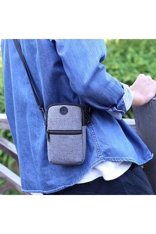 Su Geçirmez Çapraz Telefon Çantası - Küçük Ve Pratik Cep Çantası, Mini Boy Fonksiyonel Aksesuar, Günlük Kullanım İçin Şık Ve Dayanıklı Gri