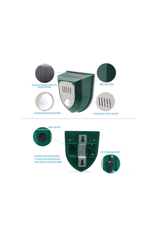 Tenfowee Güneş Enerjili Ultrasonik Alarm - 129 Db Sesli Işıklı Alarm, Ip55 Su Geçirmez, 8m Algılama Mesafesi