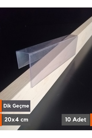 10 Adet Pvc Etiketlik Dik Geçme Ahşap Raf 20 x 4 CM İsimlik Kart Cebi