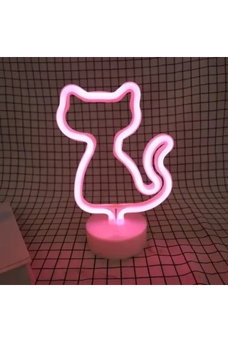 Hubrendy Emin Neon Kedi Masa Gece Lambası Pembe Işık 16022316