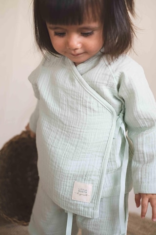 Kruvaze Yaka Müslin Bebek Ceketi Yeşil Organik Pamuk Yeşil