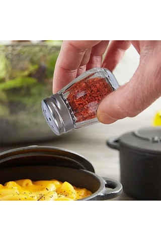 Yuvarlak Kapaklı Cam 2'li Tuzluk 20ml Mini Tek Kişilik Tuzluk-karabiberlik Seti Cam Gümüş Diğer