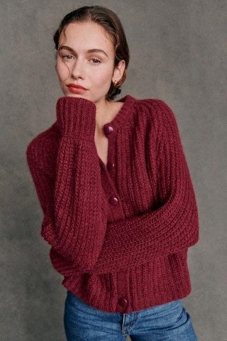 Bordo Bisiklet Yaka Selanik Örgü Düğmeli Kadın Hırka Mg2487 Bordo