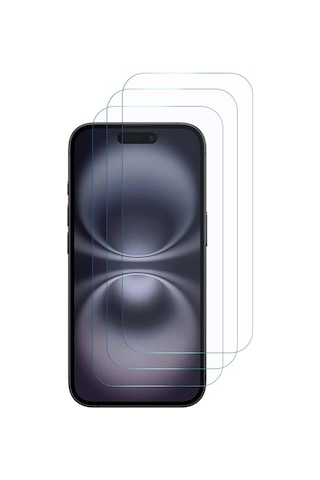 Apple İphone 16 Plus Screen Protector Nano Glass Cam Ekran Koruyucu 3 Lü Paket İphone 16 Plus İle Uyumlu Ekran Koruyucu - Şeffaf