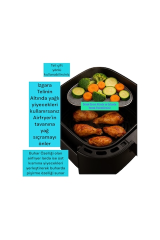 Philips Uyumlu Airfryer 3000 Serisi Hd9257/80 Xl 5.6 Lt Fritöz Buhar Izgarası Ve Yağ Önleyici Aparat