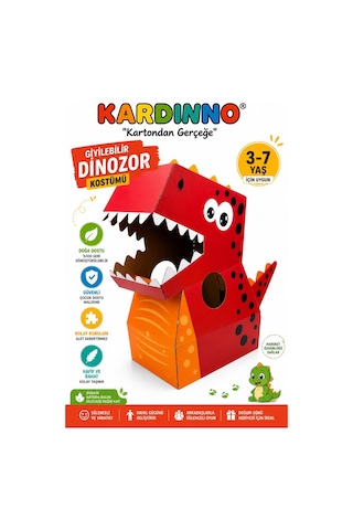 Kardinno Dino Rexo Eğitici Oyuncak Karton Giyilebilir Çocuk Kostümü Etkinlik Parti Kostümü Çok Renli