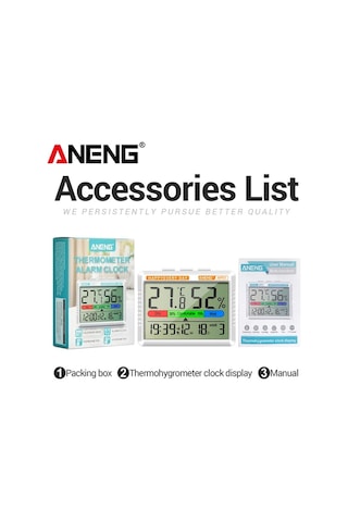 Boatshop1 Aneng Ap01 Lucky Cat Dijital Termometre Nem Ölçer Büyük Lcd Ekranlı Ev Ofis Alarmlı Saat Pil Dahil Değil