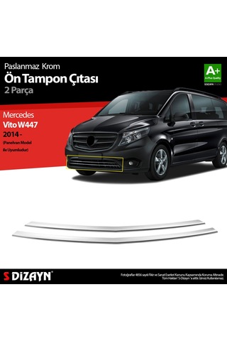 S-Dizayn  Mercedes Vito W447 Krom Ön Tampon Çıtası 2 Prç. 2014 Üzeri Panelv