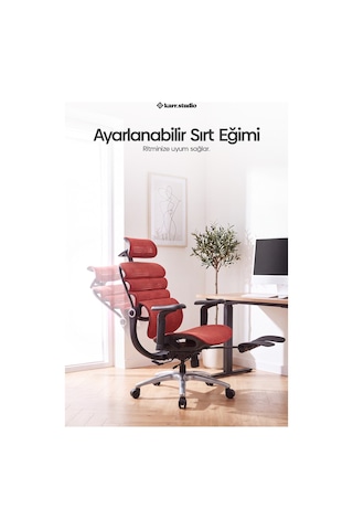 Rosso Ergonomik Çalışma Koltuğu - Kırmızı