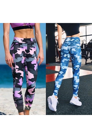 Dijital Kamuflaj Baskı Yoga Pantolon Hızlı Kuru Sıska Kadın Spor Tayt