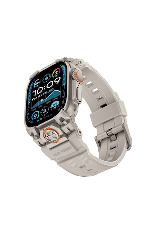 Watch Ultra 49mm Uyumlu Mohseven İwatch Armor Silikon Kordon Titanyum-beyaz
