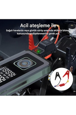 Şarjlı Pompa, Akü Takviyesi, Fener, Powerbank Özellikli, Taşınabi