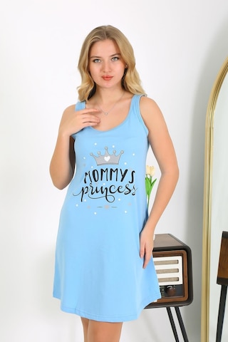 Akbeniz Kadın Kalın Askılı Penye Gecelik Mavi 1777 Mavi